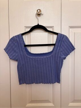 aerie Ribbed Square-Neck Crop Top - Lavender Blue